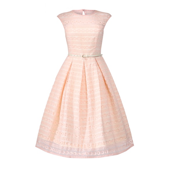 Lindy Bop Blush Lace Midi Dress - Picture 1 of 15